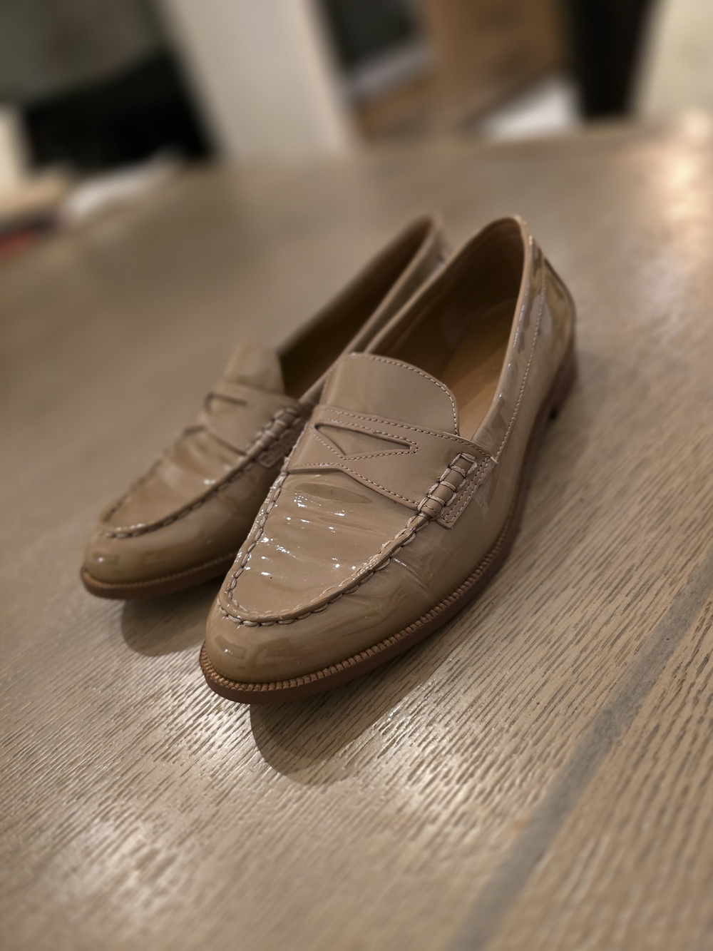 Ralph Lauren Nude Patent Penny Loafers